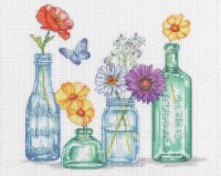Dimensions Counted Cross Stitch Kit 12 X10 -Wildflower Jars (14 Count)