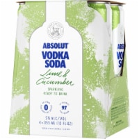 Absolut Vodka Soda Lime & Cucumber Sparkling , 4Pack355 Ml Cans Perspective: Main