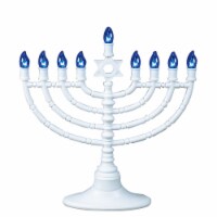 Rite Lite 11.5 White and Blue Traditional Style LED Battery Powered Hanukkah Menorah