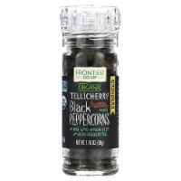 Frontier Gourmet Black Peppercorns, Tellicherry CERTIFIED ORGANIC 1.76 oz Grinder Bottle (a) Perspective: Main