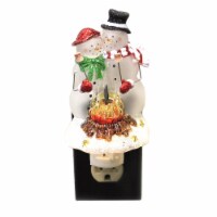 Christmas Snowman Couple Night Light Plastic Smores Fire Flickers 169914
