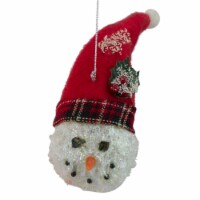 Roman 5 Red and White Twas the Night Snowman Head with Plaid Hat Christmas Ornament