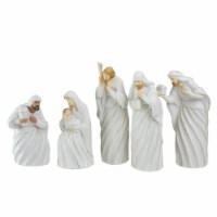 Roman 5pc White and Silver Holy Family with Men Christmas Nativity Figure Set 7.25