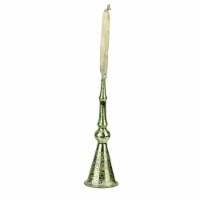 Roman 6  Green and Gold Icicle Bell Hanging Christmas Ornament