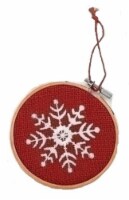 Roman 4.5  Red and White Snowflake in Hoop Loom Christmas Ornament