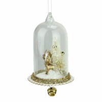 Roman 5.5  Brown Santa, Reindeer and Tree in Glass Dome Christmas Ornament with Jingle Bell