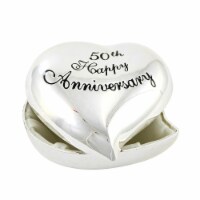 Wedding 50Th Heart Keepsake Box Metal Silver Happy Anniversary 19668