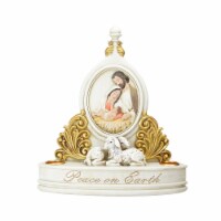 Roman 8.5 White and Gold Holy Family Peace on Earth Christmas Candle Holder