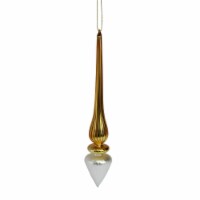 Roman 9  White and Gold Ombre Icicle Glass Christmas Tree Ornament
