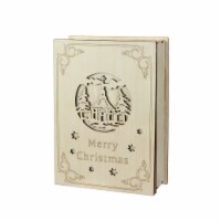 Roman 8.25  Beige and Red LED Lighted Cut Merry Christmas Book Tabletop Decoration