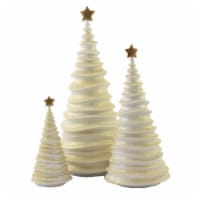 Christmas White Frosting Trees Gold Star Polyresin Glitter Holiday 134878