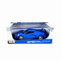 2020 Chevrolet Corvette Stingray C8 Coupe with High Wing Blue with Black Stripes by Maisto