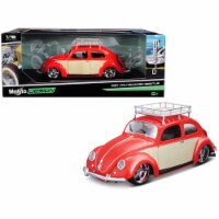 Maisto 32614r 1951 Volkswagen Beetle with Roof Rack Orange Red Classic Muscle 1-18 Diecast Mo