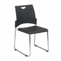 Set of 4 Straight Leg Stack Plastic Stacking Chair in Black