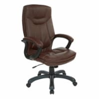 Chocolate Executive Faux Leather High Back Chair with Contrast Stitching