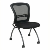 Set of 2 Deluxe Armless Folding Chair with ProGrid Black in Coal Black Fabric