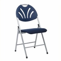 Set of 4 Plastic Folding Chair in Blue and Silver
