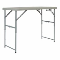 4' Long- Height Adjustable Fold in Half Resin Multi Purpose Table in Light Gray