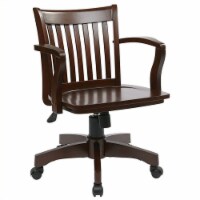 Deluxe Wood Banker's Office Chair with Wood Seat in Espresso