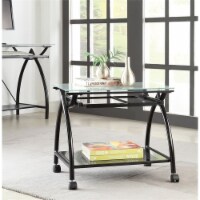 Newport Mobile File with Black Powder Coated Steel Frame with Glass Top