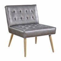 Amity Tufted Accent Chair in Sizzle Pewter Blue Fabric with Solid Wood Legs