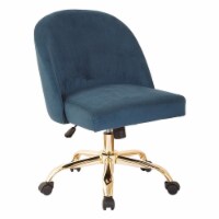 Layton Mid Back Office Chair in Azure Blue Velvet with Gold Finish Base