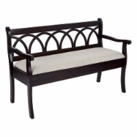 Coventry Storage Bench in Antique Black Frame and Beige Fabric Seat Cushion