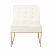 Anthony Chair in White Faux Leather with Coated Gold Frame