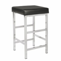 26  Backless Stool in Black Fabric with Polished Chromes Legs