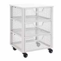 Clinton 3 Drawer Metal Rolling Cart in White Finish