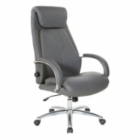 Gray Bonded Leather Executive Chair with Padded Polished Aluminum Arms