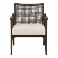 Lantana Arm Chair in Linen Cream Fabric and Gray Rustic Finish