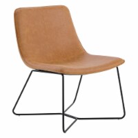 Grayson Accent Chair in Sand Caramel Faux Leather with Black Base