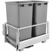 Rev-A-Shelf Double Pullout Kitchen Trash Can 50 Qt, Silver, 5149-2150DM-217