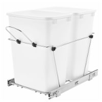 Rev-A-Shelf Double Pull Out Trash Can 35 Qt for Kitchen, White, RV-18KD-11C S