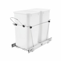 Rev-A-Shelf Double Pull Out Trash Can 27 Qt for Kitchen, White, RV-15KD-11C S