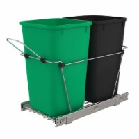 Rev-A-Shelf Double Pull Out Trash Can 27 Qt for Kitchen, Green, RV-15KD-1918C-S