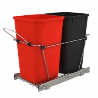 Rev-A-Shelf Double 27 Quart Sliding Pull Out Waste Bin Containers, Red & Black