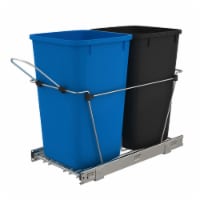 Rev-A-Shelf Double 27 Quart Sliding Pull Out Waste Bin Containers, Blue & Black