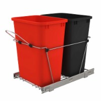 Rev-A-Shelf Double Pull Out Trash Can 35 Qt for Kitchen, RedBlk, RV-18KD-1618C-S