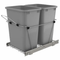 Rev-A-Shelf Double Pull Out Trash Can 35 Qt for Kitchen, Silver, RV-18KD-17C S