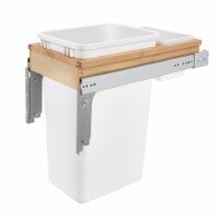 Rev-A-Shelf Single Pull Out Top Mount Trash Can 50 Quart, White, 4WCTM-1550DM-1