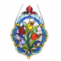 Chloe CH1P085BF22-GPN 15.5 x 22.5 in. Lighting Kelda Tiffany Glass Tulip Window Panel - Black