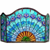 Chloe CH1F046GP48-GFS 48 in. Lighting Regal Eudora Tiffany Glass 3 Piece Folding Peacock Fire