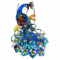 Chloe CH1P670BP25-GPN 17 x 25 in. Lighting Glory Tiffany Glass Peacock Window Panel - Black