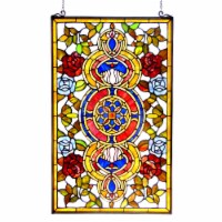 Chloe CH1P201CV32-GPN 20 x 32 in. Lighting Tiffany Stained Glass Victorian Window Panel - Dar