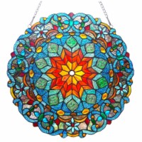 Chloe CH1P148MB21-GPN 21 in. Lighting Blossom Tiffany Glass Round Window Panel