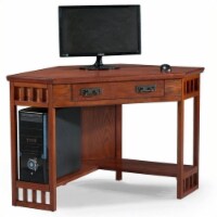 Leick Furniture Corner Computer Desk in Mission Oak