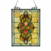 Chloe CH3P320VI24-GPN 18 x 25 in. Lighting Avalon Tiffany Glass Victorian Window Panel