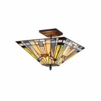 KINSEY Tiffany-style 2 Light Mission Semi-flush Ceiling Fixture 14 Shade
